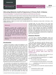 The use of pulpotec after a pulpotomy performed with laser is also recommended. Obturating Materials Used For Pulpectomy In Primary Teeth A Review Human Tooth Tooth Enamel
