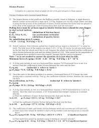 Worksheet requires clarity in questioning avoiding any ambiguity. Coefficient Of Friction Practice