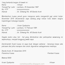 Contoh Surat Kuasa Pengambilan Uang Di Bank Bri