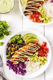 Pat fish dry and season with salt and pepper. Blackened Fish Taco Bowls Healthy Dinner Idea The Chunky Chef