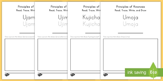 The foundation of kwanzaa are the seven principles, or nguzo saba. Principles Of Kwanzaa Read Trace Write And Draw Activities