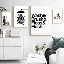 Humorous Bathroom Poster Art Modern Minimalist Nordic Wall Art Black W Nordicwallart Com Wall Art Canvas Painting Unframed Wall Art Bathroom Wall Decor