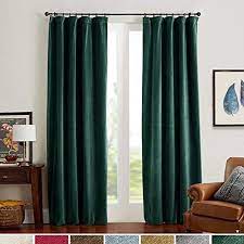 Amazon Com Velvet Curtains Green Panels Temperature Control Room Darkening Super Soft Luxury Drapes Home Curtains Living Room Luxury Curtains Velvet Curtains