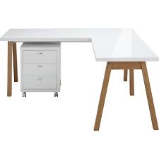 Bureau D Angle Avec Pietement En Bois Massif Blanc Oslo Bureau Angle Bureau Bois Bois Massif
