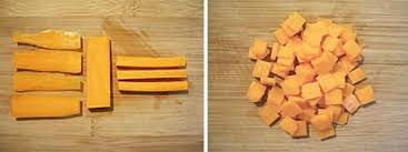 Learn how to cut a vegetable macedoine. Paysanne Cut