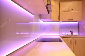 modern luxury kitchen with pink led