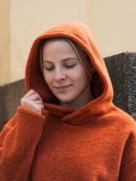 Wool fleece hoodie, unisex, cloudberry