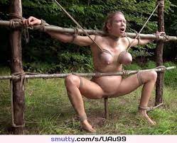 bondage #pain #wald #outdoor #sexslave #slave #sub #submissive #bdsm  #fetish #fetisch #tits #hot | smutty.com