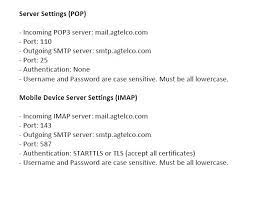 Pop And Imap Server Settings For Agtelco How To Be Outgoing New Tablets Pop3
