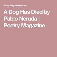 A Dog Has Died By Pablo Neruda Poetry Magazine Poetry Magazine Pablo Neruda Poetry