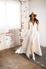 Maeve Sleek Wedding Dress By Barbara Kavchok White Wedding Boots Wedding Dress Boots Sleek Wedding Dress