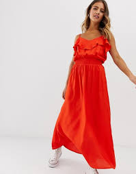 Robe temoin de mariage (5). Pimkie Mit Ruschen Verziertes Rotes Maxikleid Evesham Nj