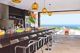 Malibu Ocean Front Home With Amber Kitchen Island Pendant Lighting