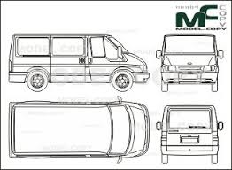 Ford Ft 260 K Transit Sombi Flat Roof Wheelbase Short Tailgate 2000 Blueprints Ai Cdr Cdw Dwg Dxf Eps Gif Jpg Pdf Pc Blueprints Ford Flat Roof
