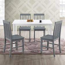 Walker Edison Modern 5 Piece Dining Set White Grey Walmart Com Modern Dining Table Dining Set Modern Dining