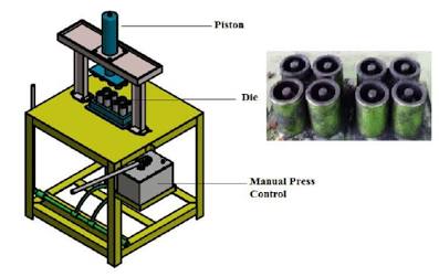 Biomass briquette press in action