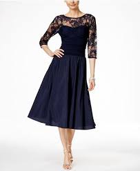 Jessica Howard Three Quarter Sleeve A Line Dress Dresses Women Macy S Tea Length Dresses Cocktail Dress Lace Lace Dress With Sleeves