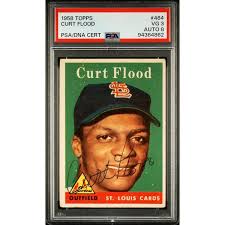 Curt Flood Signed 1958 Topps Rookie Card #464 Psa 3 Psa/dna 8 Autograph  Iconic