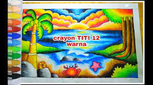 Lukisan pemandangan alam dengan crayon. Menggambar Dan Mewarnai Dengan Crayon Titi 12 Warna Tema Laut Youtube