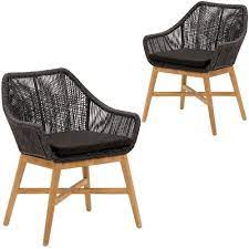 Black Stream Pe Wicker Outdoor Dining Chairs Temple Webster Outdoor Chairs Outdoor Dining Chairs Black Dining Chairs