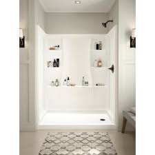 Play around with ideas for tile layouts, including staggering in a classic jumbo subway tile pattern, in vertical rows to make the ceiling seem. Shower Walls Surrounds Showers The Home Depot