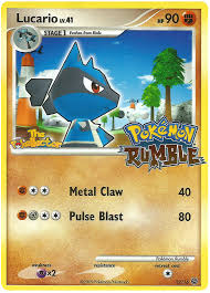 Lucario is a fighting and steel type pokemon. Lucario Pokemon Rumble 12 Pokemon Card