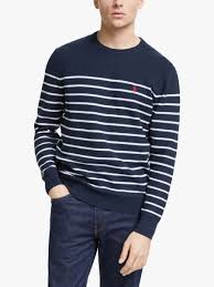 Sympli pure pant 2744 black trouser knit straight leg womens size 10. Polo Ralph Lauren Stripe Cotton Long Sleeve Knit Newport Navy White At John Lewis Partners