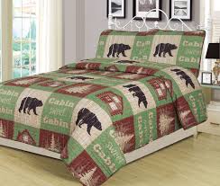 Rustic aspen log bedroom set king plete bed dresser. King Log Cabin Bear Quilt Set Country Rustic Lodge Cottage Bedspread Coverlet Walmart Com Walmart Com