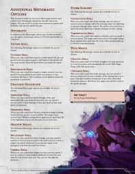 Additional Metamagics For Sorcerous Origins A Collection Of Metamagic Options Unique To The Sorcerer S Subclasses Unearthedarcana