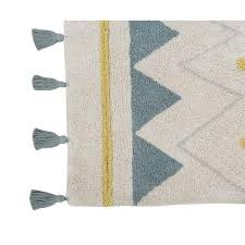 Lorena Canals Baumwollteppich Azteca Waschbar Blau Baumwollteppiche Teppich Spielteppich