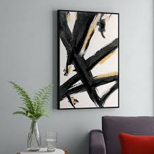 Black And Gold Abstract Artwork Black And Gold Abstract Brushstrokes Framed Acrylic Painting Print On Canvas Gold Abstract Painting Gold Wall Art Canvas Abstract Canvas