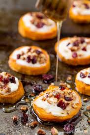 Sweet Potato Goat Cheese Appetizer Recipe Honey Appetizers Goat Cheese Appetizer Food
