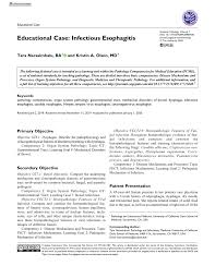 The cases of esophagitis caused by hsv can be endoscopically characterized by multiple ulcers as they are punched out with sharp edges or borders. Pdf Educational Case Infectious Esophagitis