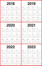 Year 2018 2019 2020 2021 2022 2023 Calendar Vector Design Template Royalty Free Cliparts Vectors And Stock Illustration Image 93011671