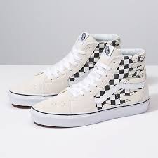 Black And White Checkered High Top Vans Checker Flame Sk8 Hi Vans Shoes Fashion Vans Shoes High Tops Vans Shoes
