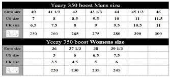 adidas yeezy size guide