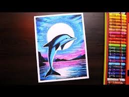 Oil Pastel Drawing How To Draw Moonlight Dolphin Scenery With Oil Pastels Step By Step Youtube Oil Pastel Drawings Oil Pastel Art Oil Pastel