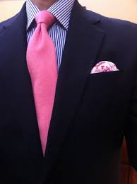 Black And Pink Suit Combination Navy Blazer Blue Striped Shirt Pink Tie Blue Striped Dress Shirt Pink Dress Shirt Black Suit Blue Shirt