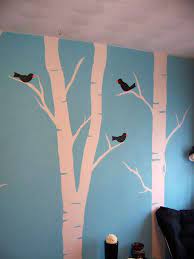 Artist angela anderson shows step by step in real time how to complete this acrylic painting of birch trees. Painting Birch Trees On A Wall Tree Wall Painting Tree Mural Stencil Painting On Walls