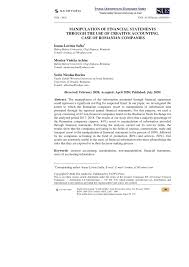 Check spelling or type a new query. Pdf Manipulation Of Financial Statements Through The Use Of Creative Accounting Case Of Romanian Companies