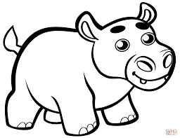 Cute Baby Hippo Coloring Page Free Printable Coloring Pages