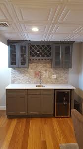 shaker gray bar cabinets kitchen