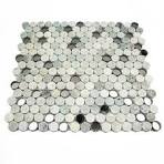 Ivy Hill Tile Mirage Penny Round Green 11.25 in. x 12.75 in. x 8 mm Marble  and Glass Wall Mosaic Tile EXT3RD104793