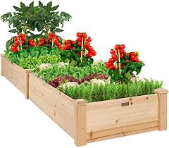 Amazon Com Best Choice Products 96x24x10in Outdoor Wooden Raised Garden Bed Planter For Vegetables Grass Lawn Yard Natural Garden Outdoor