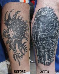 Biomechanical Muscles Cover Up Tattoos Real Photo Pictures Images