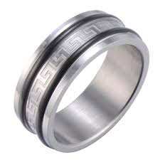 Bien loin de la traditionnelle alliance en or blanc, les hommes assume aujourd'hui un style plus. R B Bijoux Anneau Homme Style Infinity Alliance Symboles Grecs Graves Acier Inoxydable Bague 8mm Argent 19 90 Anello Uomo Anelli