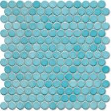 Jasba Loop Mozaika Kolka 2 2cm 40028h Aqua Blue Glossy 40028h Kafelkarnia Pl Penny Tile Blue Penny Tile Penny Tiles Bathroom
