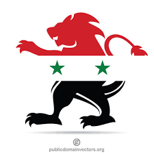 The current flag was first adopted in 1958 to represent syria as part of the united arab republic, and was used until 1961.it was readopted in 1980. Syriens Flagga Pa Ett Heraldiskt Lejon Public Domain Vektorer