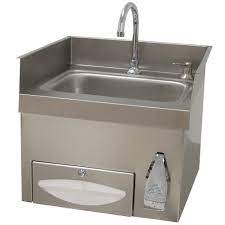Me replacing my contractor grade stainless junk sink with a kohler executive chef sink with new faucets and garbage disposal and pipes. Advance Tabco 7 Ps 43 Countertop Hand Sink With Deck Mount Faucet Knee Valve Operation Paper Towel Dispenser And Soap Dispenser