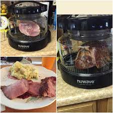 Nuwave Ham I Used A Precooked Ham Add Extender Ring And Place Ham Onto 1 Inch Rack Cook For 16 Minutes Per Pound And Nuwave Oven Recipes Nuwave Oven Cooking